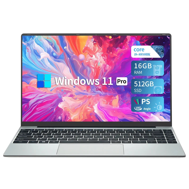 14.1" Windows 11 Pro i9 Gaming Laptop Computer PC Gamer 16GB RAM 1TB 2TB SSD Notebook Intel Core i9 8950HK Office Study Computer