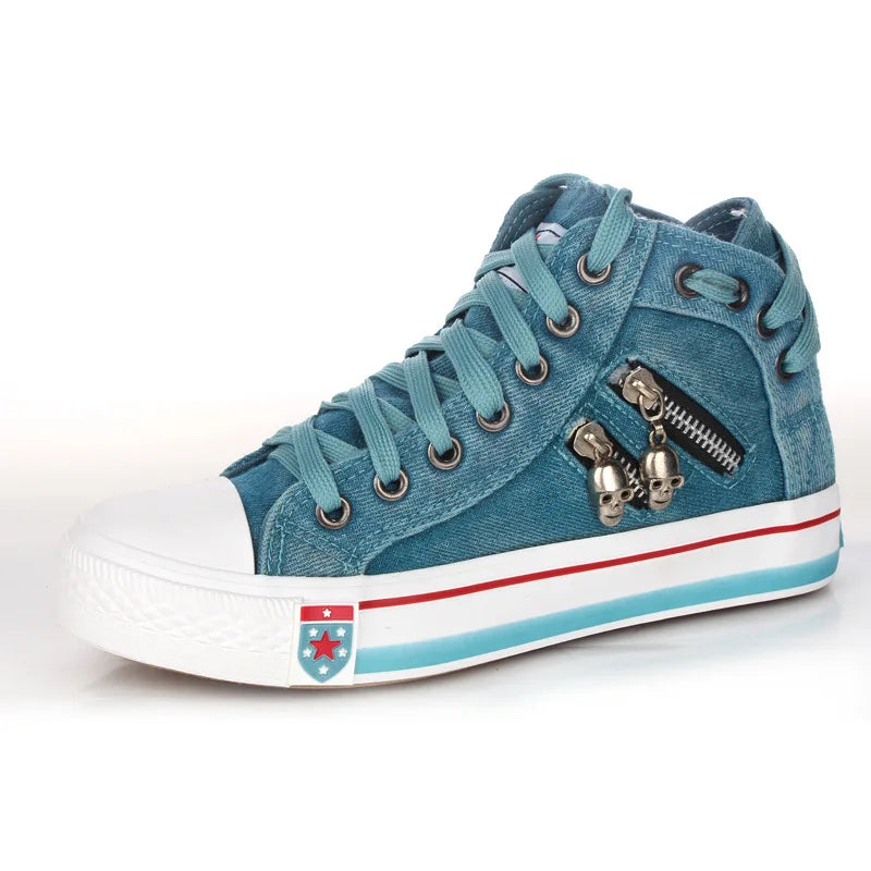Canvas Chic High Top Denim Leisure Footwear