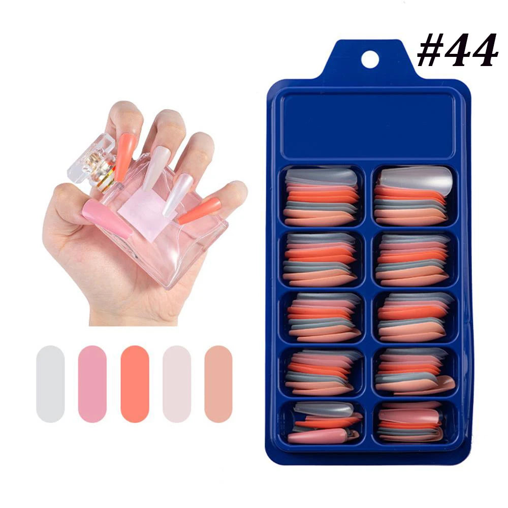 24/100Pcs Candy Color False Nail Tips Full Cover Matte Acrylic Ballerina Fake Nails Tip DIY Beauty Manicure Extension Tools