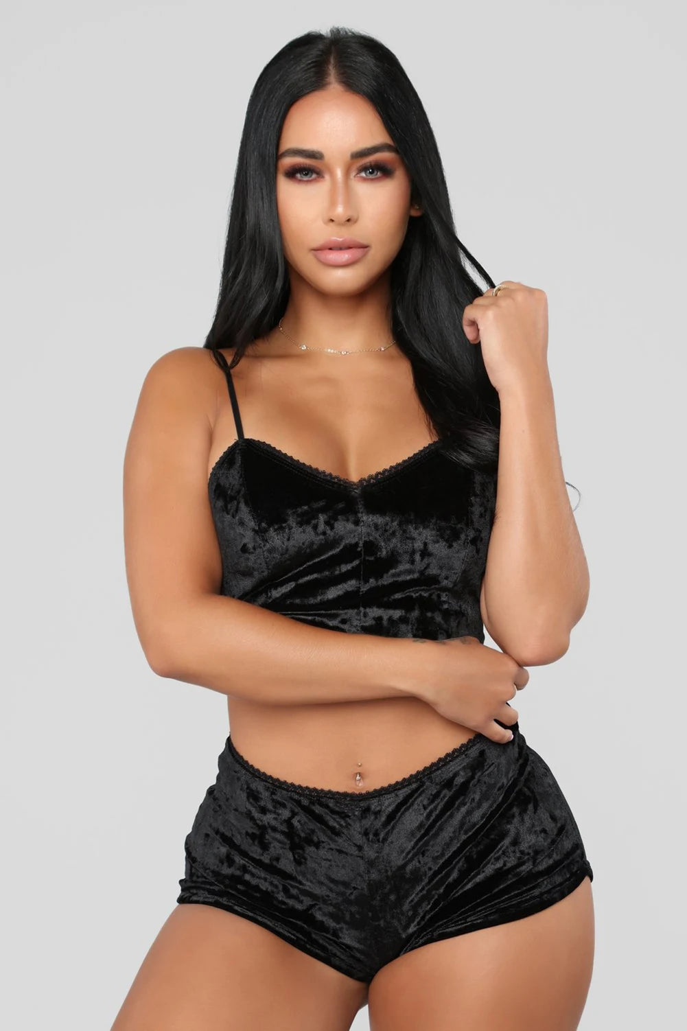 Women 2 piece set Velvet Sleepwear Sexy Spaghetti Strap Shorts Pajama Set Ladies Sleepwear Female Pajama Party Two Piece Set hot