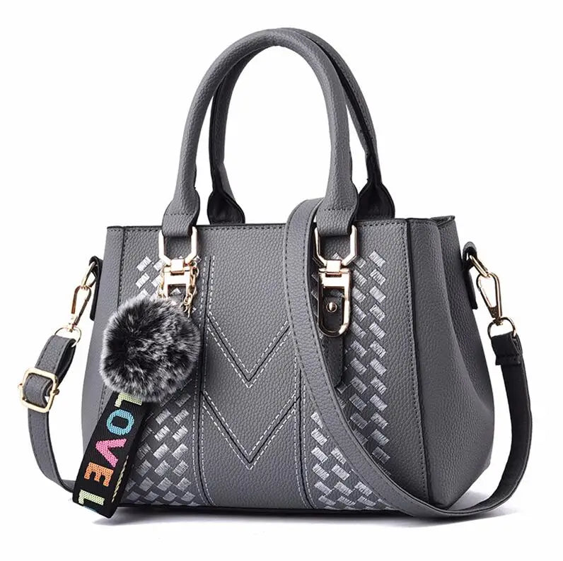 Leather Handbags Bags for Women Sac a Main Ladies hair ball Hand Bag