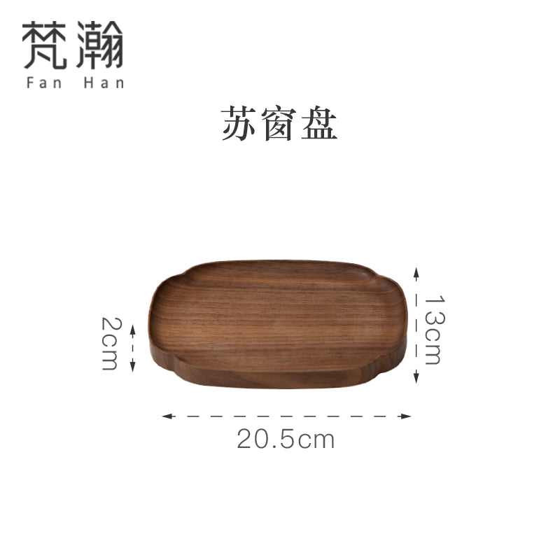 Fanhan Black Walnut Wood Pallet Thickened Heat Insulation Tea Table Cup Plate Creative Snacks Plate New Chinese Style