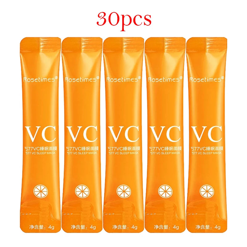 30pcs Vitamin C Sleeping Masks Beauty Face Moisturizing Skin Brightening Firming Disposable No-wash Facial Mask for Face Care