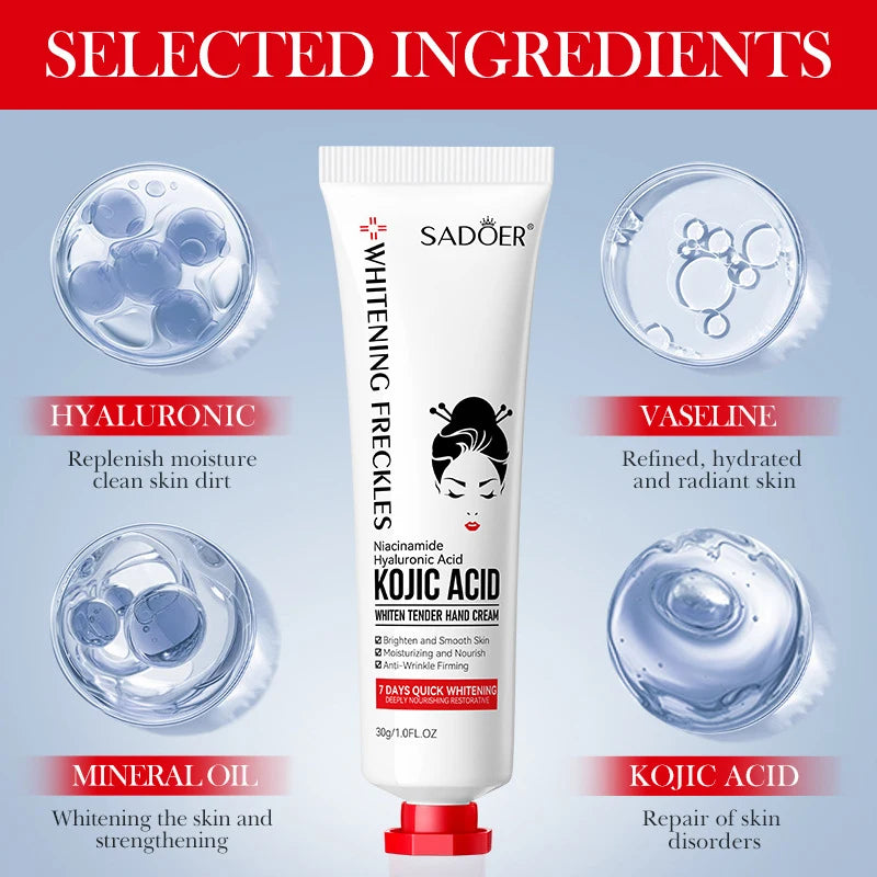 Kojic Acid Whiten Hand Cream,Moisturizing Nourishing Niacinamide Hyaluronic Acid Tender Hand Lotion,Foot Skin Care Products