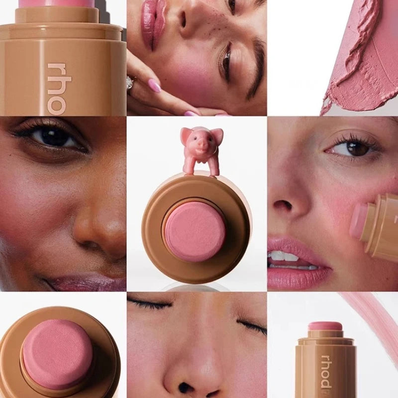 Rhod Blush Stick Cream New Hailey Lip and Cheek Pocket Rouge Piggy Authentic Girl Make Up Set