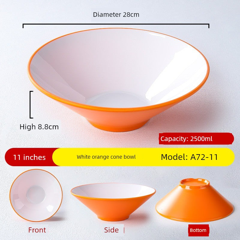 Melamine Rain-Hat Shaped Bowl Commercial Ramen Bowl River Snail Rice Noodle Bowl Noodle Restaurant Dedicated Noodles with Soy Sauce Wonton Pig's Knuckle Rice Spicy Hot Large Bowl