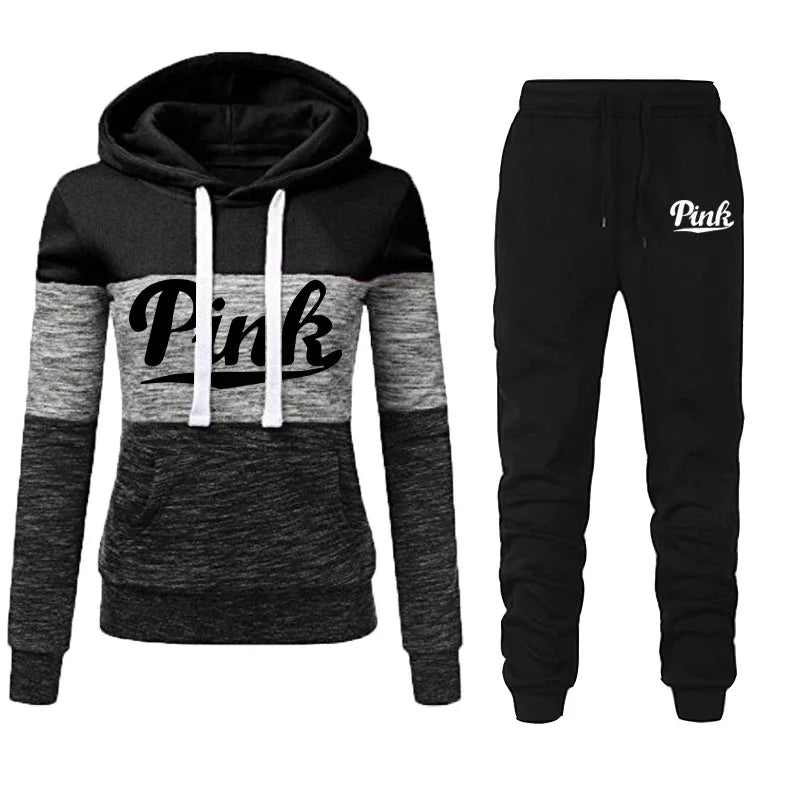Hot Sales Womens Tracksuit Print ColorBlock Hooded Sweatshirts Fashion Trend Versatile Pullover Street Warm Casual Clothing