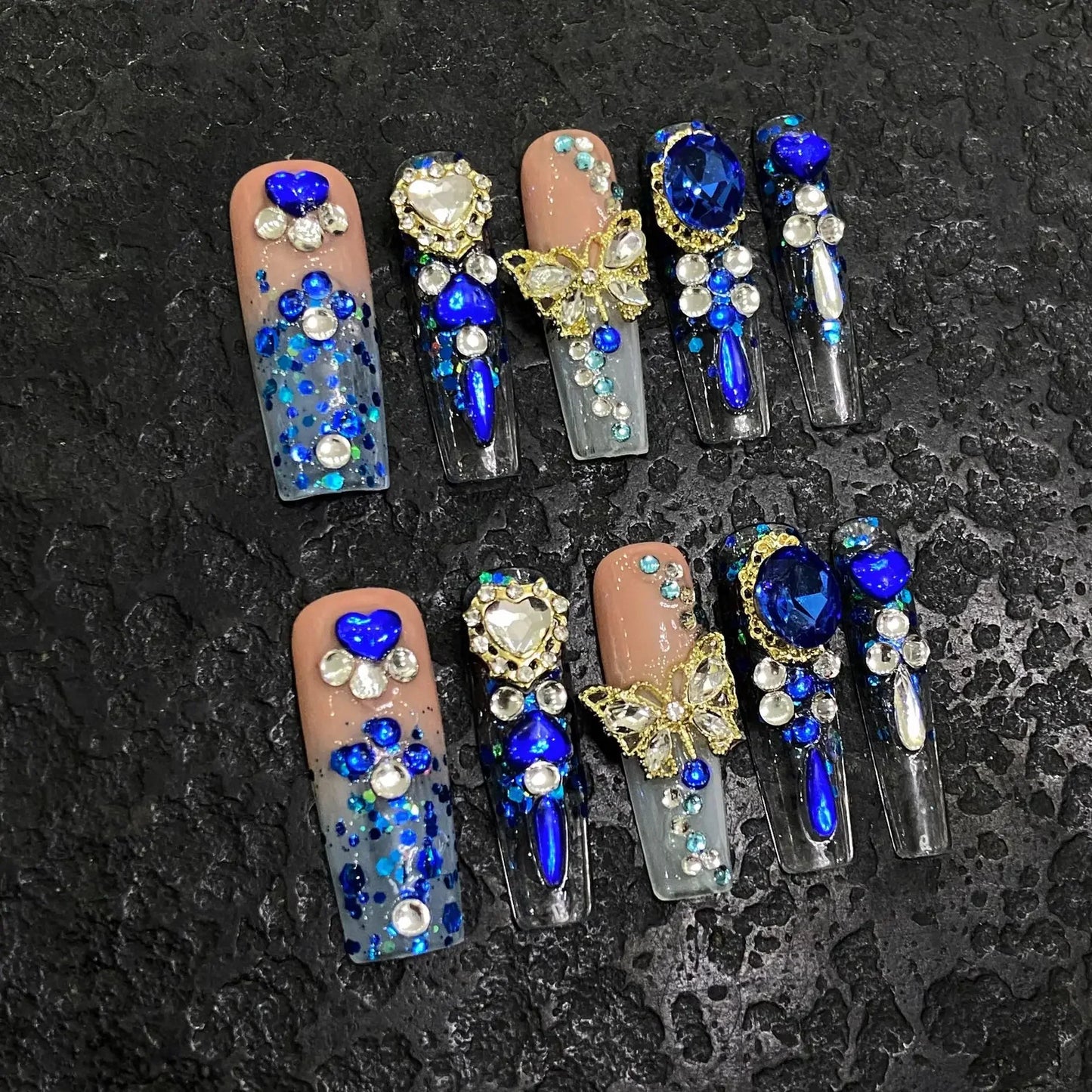 10Pcs Full Cover Colorful Flower Butterfly French Ballet