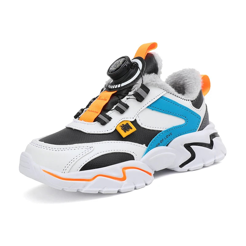 Winter 2024 Children Casual Sports Shoes Brand Kids Leather Fashion Sneakers Boys Girls Non-slip Warm Snow Boots