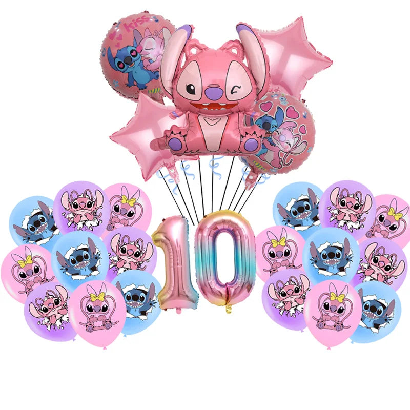 Disney Pink Lilo&Stitch Birthday Party Decorations Disposable Plate Angel Balloon Baby Shower Girls Birthday Party Supplies