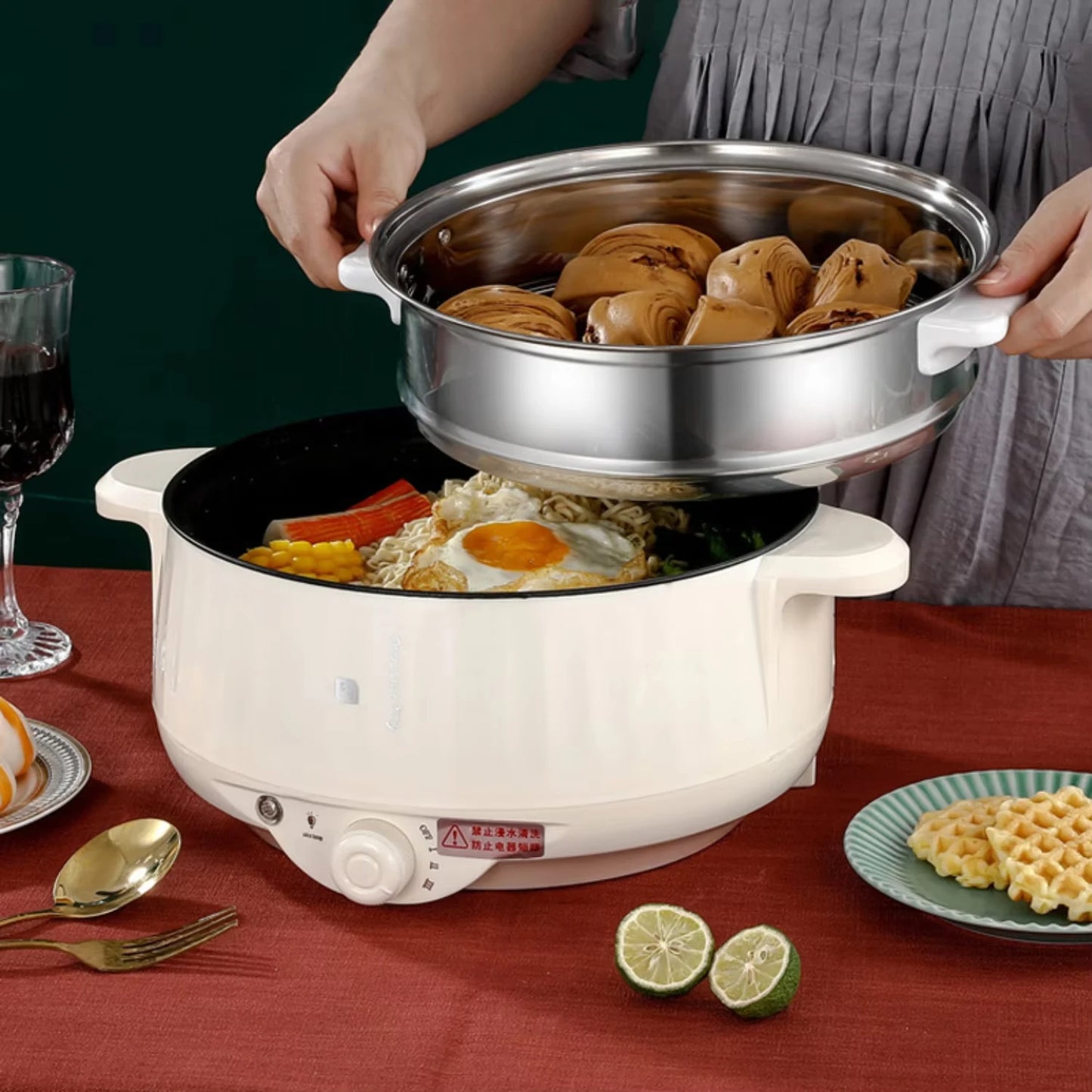 Convenient, Versatile Double Layer Non-Stick Compact Rice Cooker and Hot Pot - Ultimate Multifunctional Cooking Appliance