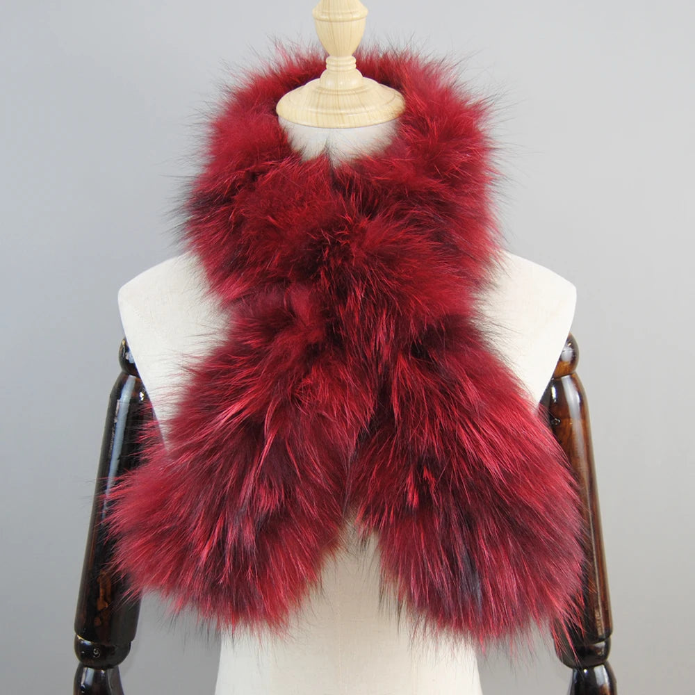 2025 New Knit Real Fox Fur Lady Fashion Neckerchief Scarves Women Real Fur Bandana Women Winter Warm Natural Fox Fur Scarf Ring