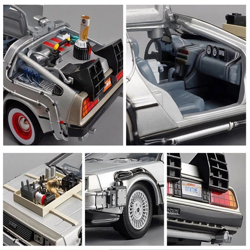 Welly 1:24 DMC-12 DeLorean Time Machine Back to the Future Car Model Diecast Metal Toy Car Model Simulation Collection Kids Gift