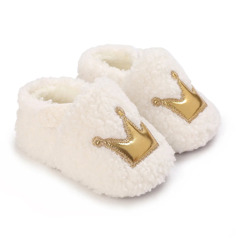 Fashionable Lamb Down Newborn Baby Girl Knitted Baby Soft Sole Shoes
