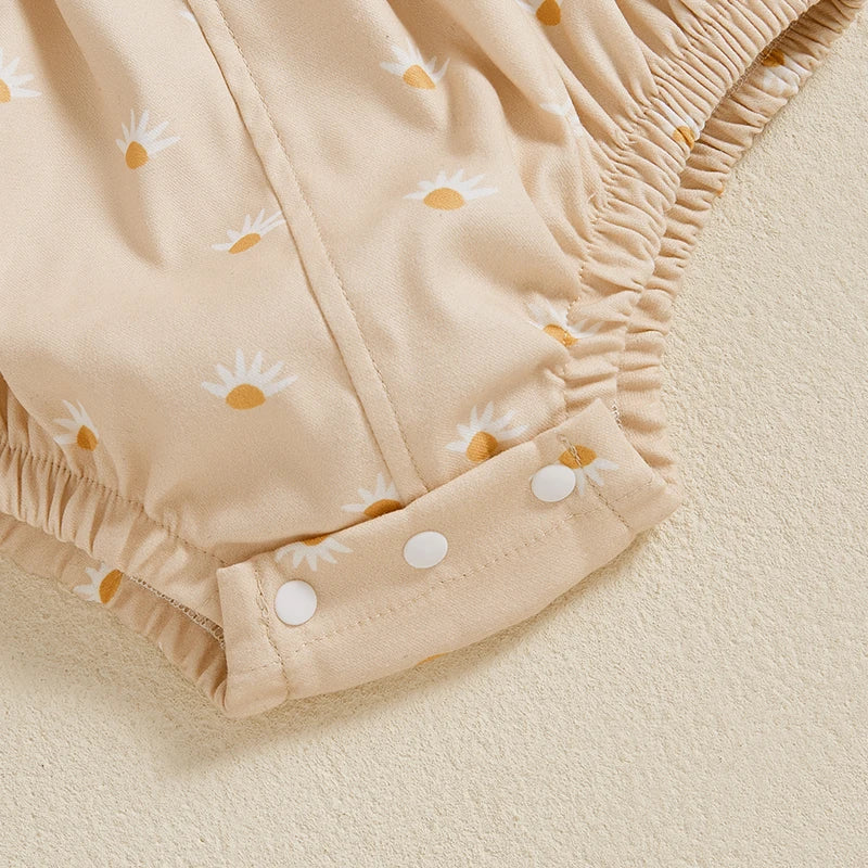 2025 Summer Newborn Baby Girls Romper Clothes Floral Print Sunsuit Infant Sleeveless Elastic Waistband Jumpsuit Outfits Clothes