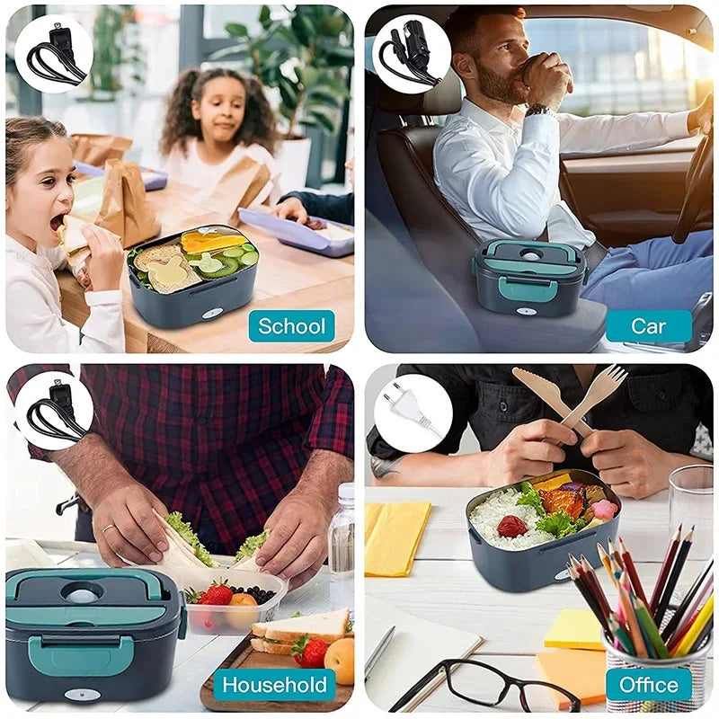 1.5 L 60W Electric Lunch Box Food Warmer Portable Food Heater for Car Or Home - Leak Proof 304 Stainless Steel Liner