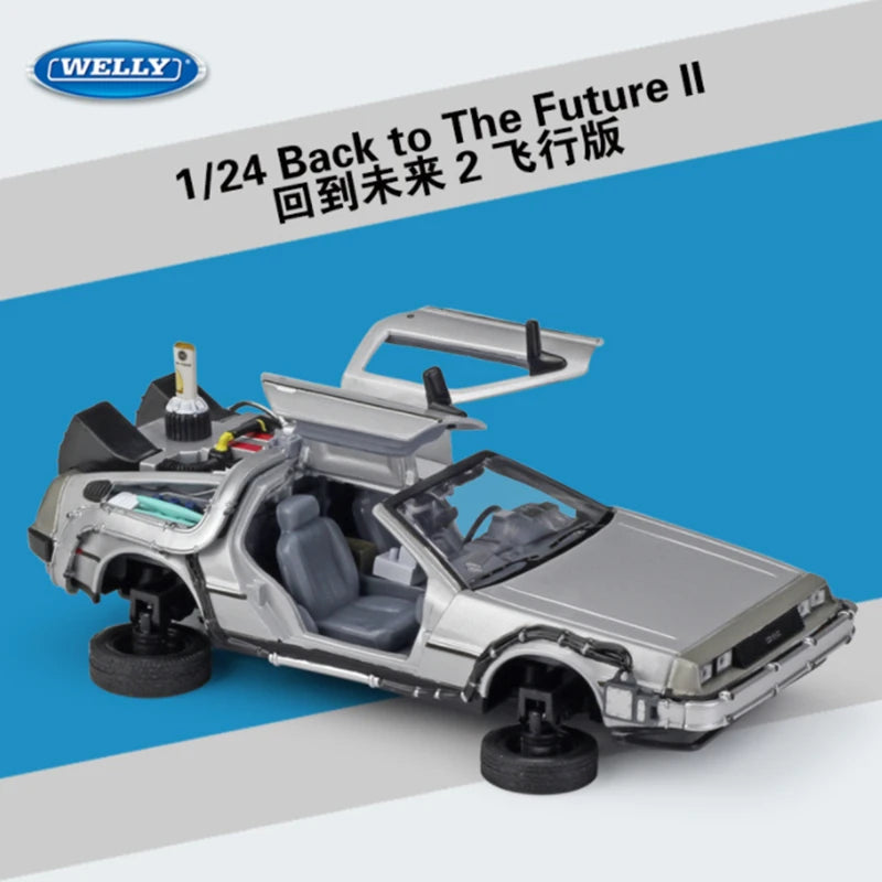 Welly 1:24 DMC-12 DeLorean Time Machine Back to the Future Car Model Diecast Metal Toy Car Model Simulation Collection Kids Gift
