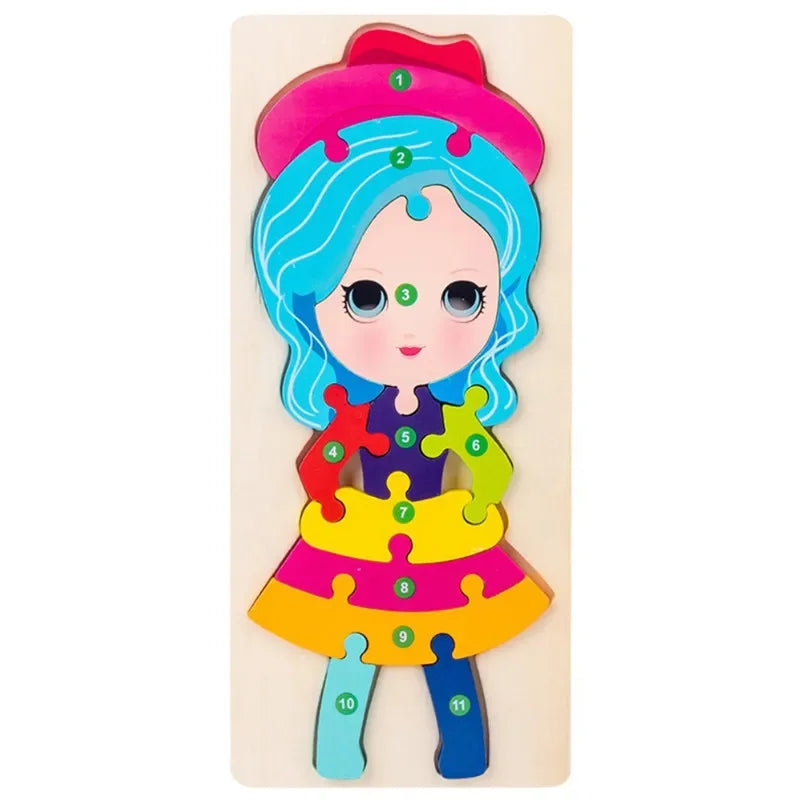 Montessori Wooden Toddler Puzzles for Kids Montessori Toys for Toddlers 2 3 4 5 Years Old Top 3D Puzzle Educational Dinosaur Toy