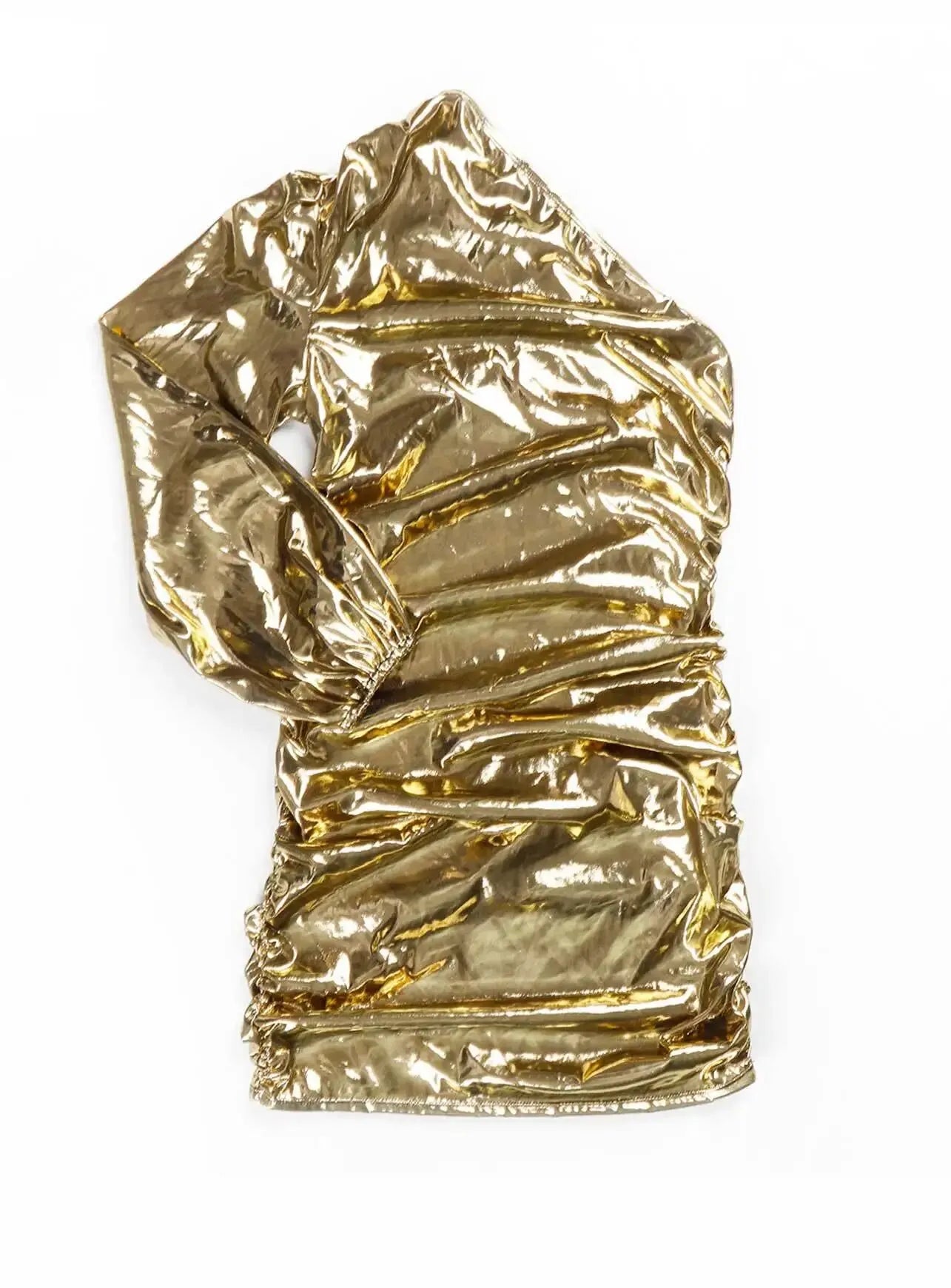 Sexy Slanted Shoulder Single Long Sleeved Short Wrapped Hip Skirt Dress