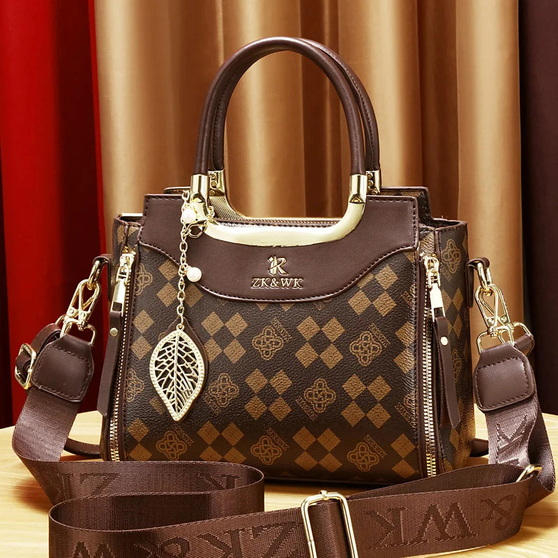 Fashion chequered women's handbag, foreign texture shoulder bag crossbody bag