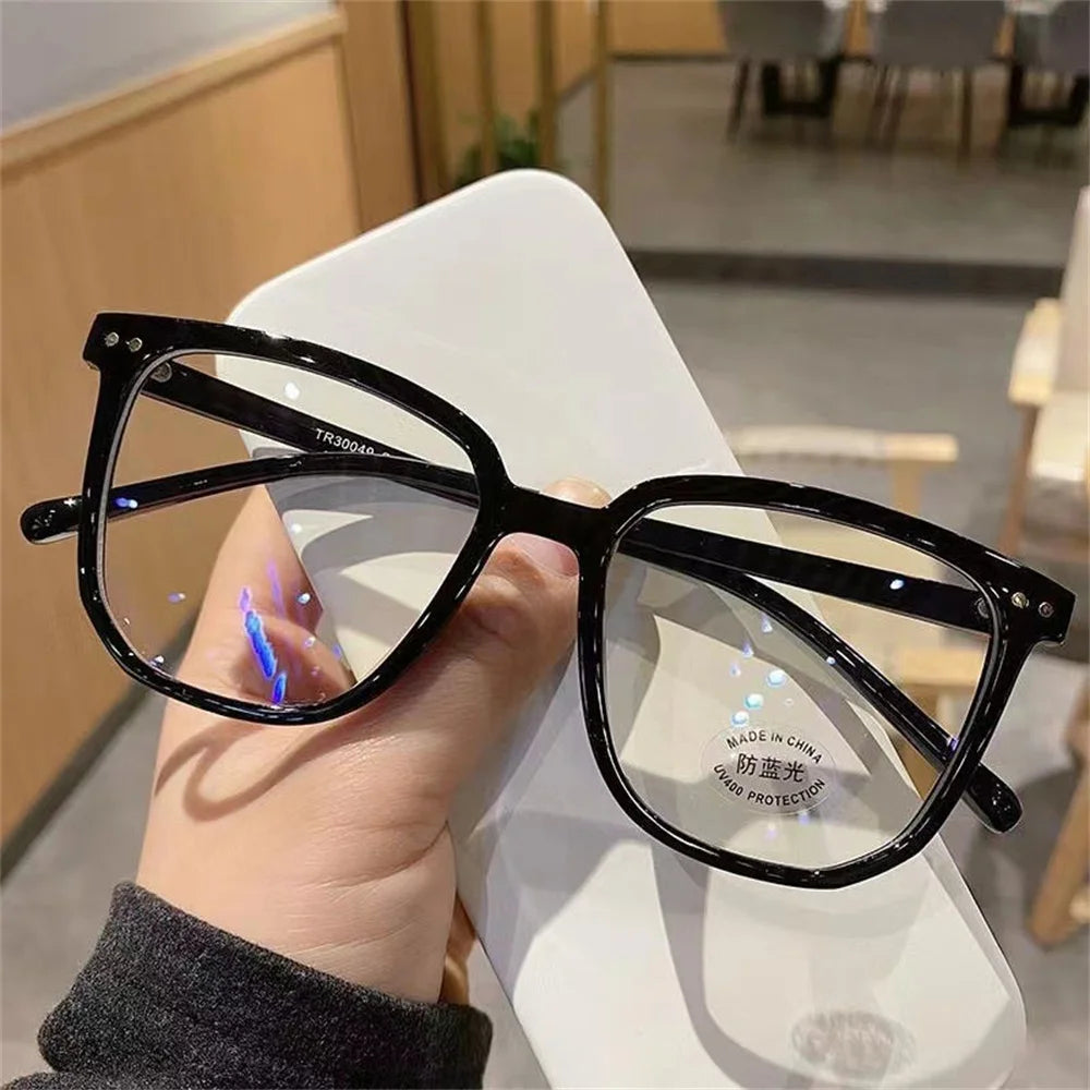 Large Square Frame Anti-Blue Light Glasses Fashion Retro Eye Protection Classic Plain Glass