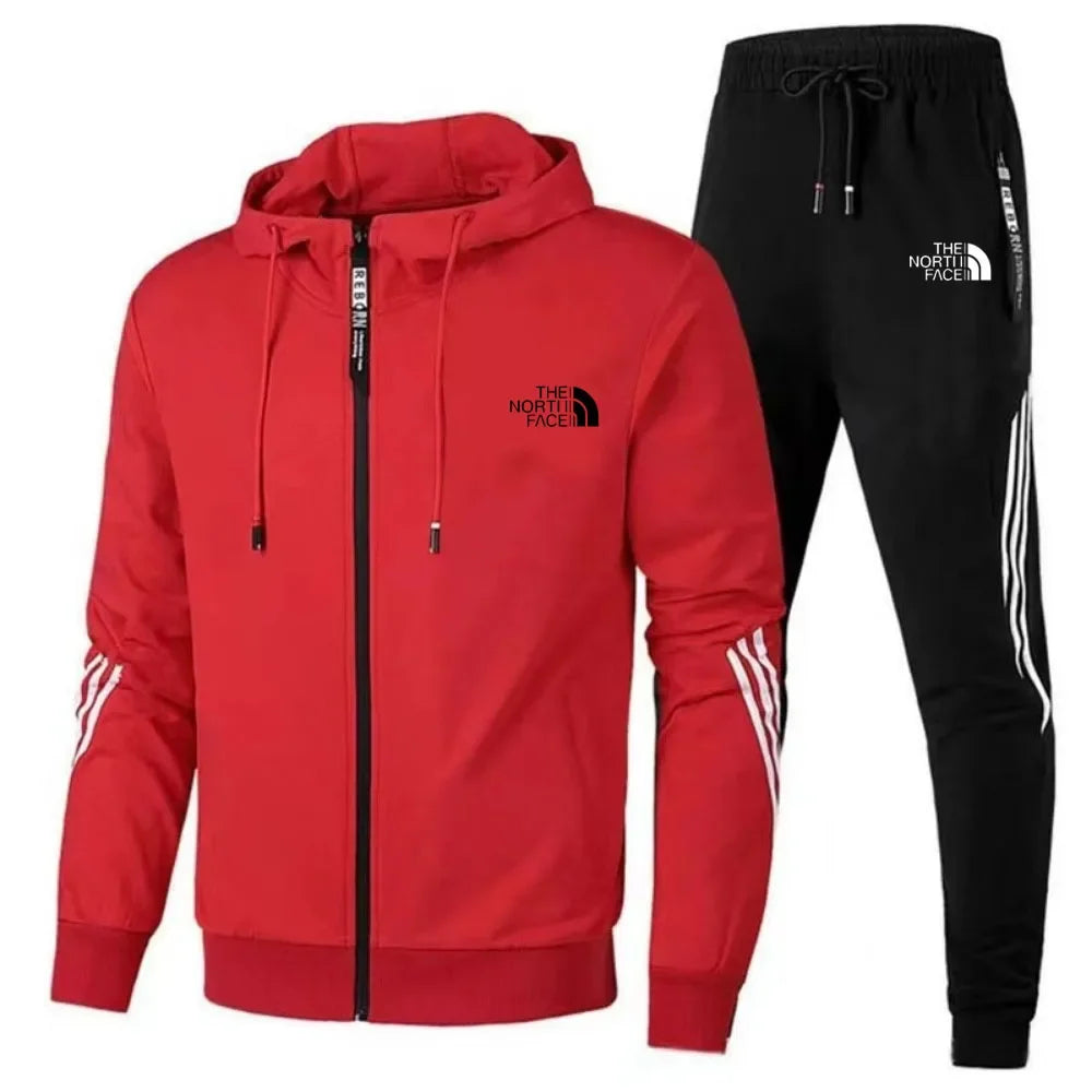 2024Men's Suit Two-Piece Tracksuit Casual Sports Jacket+Trousers Harajuku Sports Suit Spring And Autumn Hoodie Sportswear