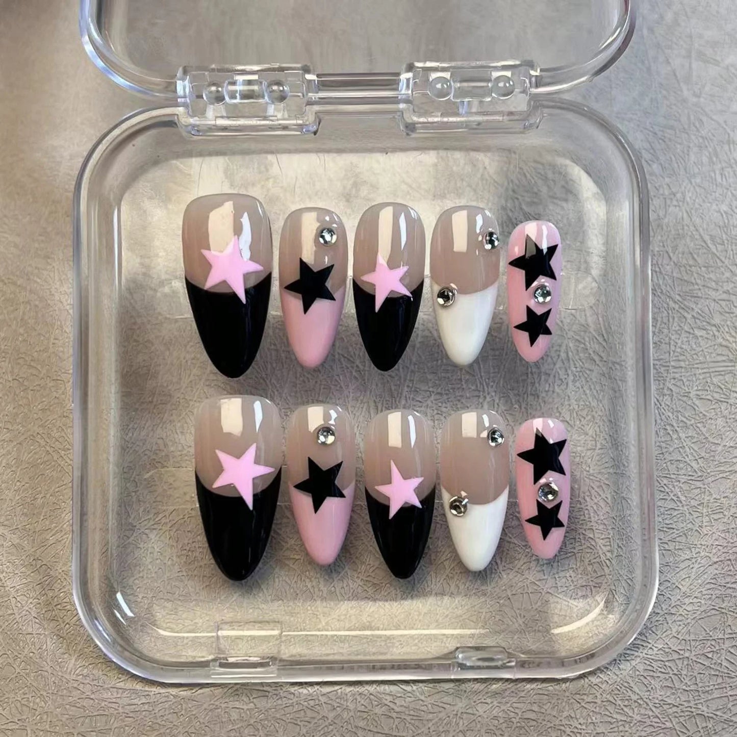 10pcs Handmade Press on Nails 3D Colorful Aurora Butterfly Design
