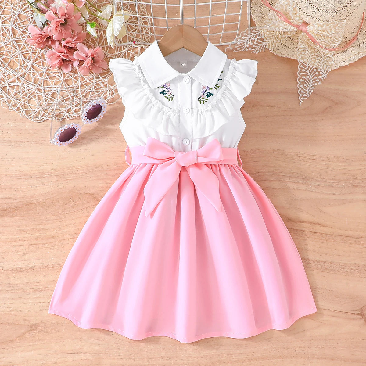 Dress For Kids 2-7 Years old Birthday Ruffled Embroidered Sleeveless Emerald Green Princess Dresses
