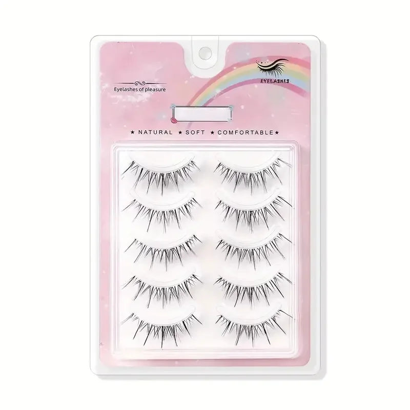 5 pairs of transparent stem wavy eyelash extensions - reusable, easy to apply, natural looking, enhancing eye appearance