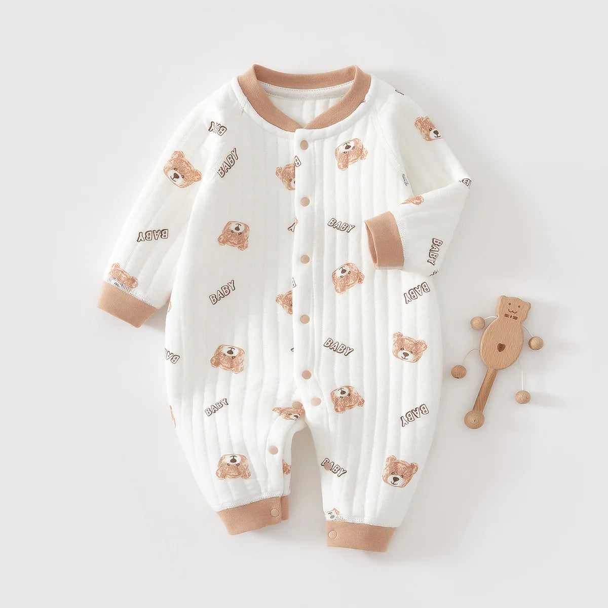 Baby Jumpsuit Clothes Winter Thickening 100% Cotton Boys Girls Cute Printed Bear Romper Infant Onesie Spring Trend 1-3-6-9-12M