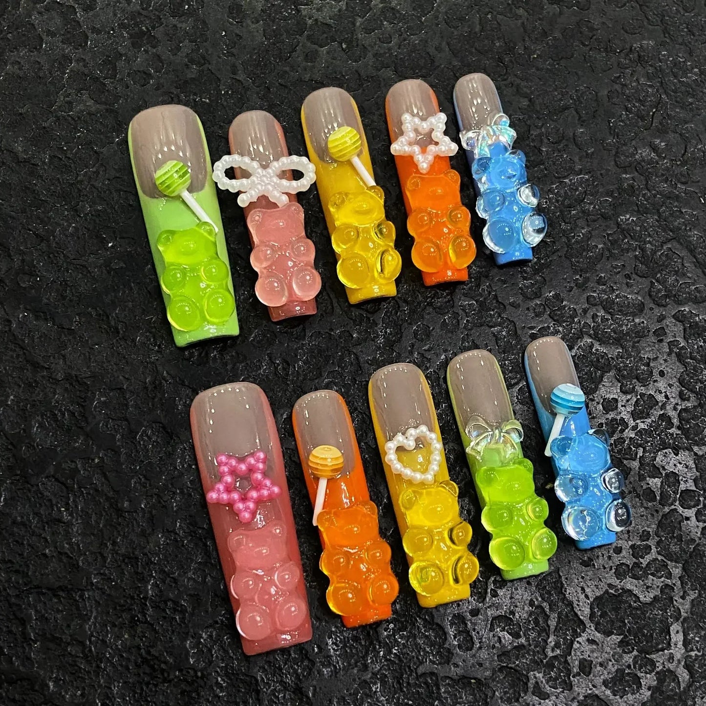 10Pcs Full Cover Colorful Flower Butterfly French Ballet
