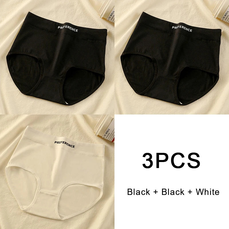 3PCS/set Color Panties Cotton Women Comfortable High-waist Underwear Soft Lingerie Breathable Female Panty Fitness Sports Briefs