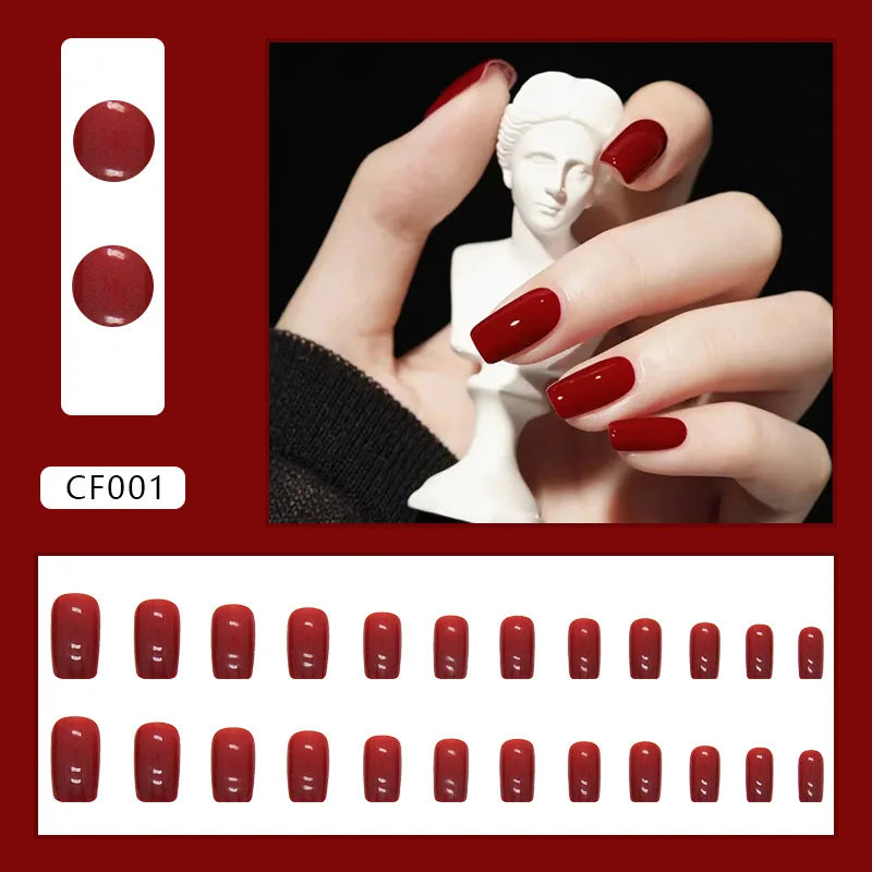 Sweet Mountain Tea Wearable Pink Press On Fake Nails Tips With Glue false nails design Butterfly Lovely Girl false nails