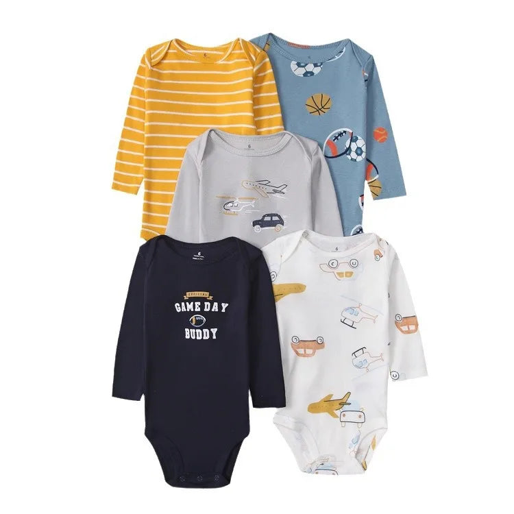 Ircomll 5 PCS Long Sleeve Baby Boys Girls Bodysuit Baby Girl Boy Clothes Infant Bodysuit Sets for Children 0 to 12 months bebe