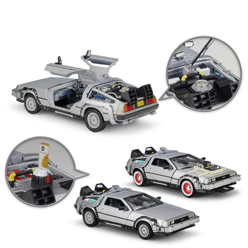 Welly 1:24 DMC-12 DeLorean Time Machine Back to the Future Car Model Diecast Metal Toy Car Model Simulation Collection Kids Gift