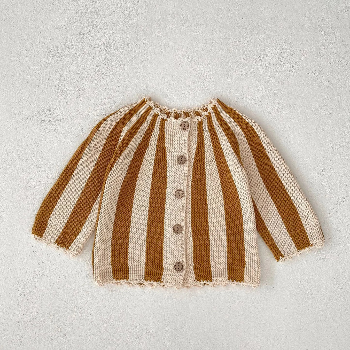INS Spring and Autumn Fashion Net Red Infant and Toddler Girl Baby Foreigner Stripe Knitted Coat+Knitted Skirts Two Piece Set