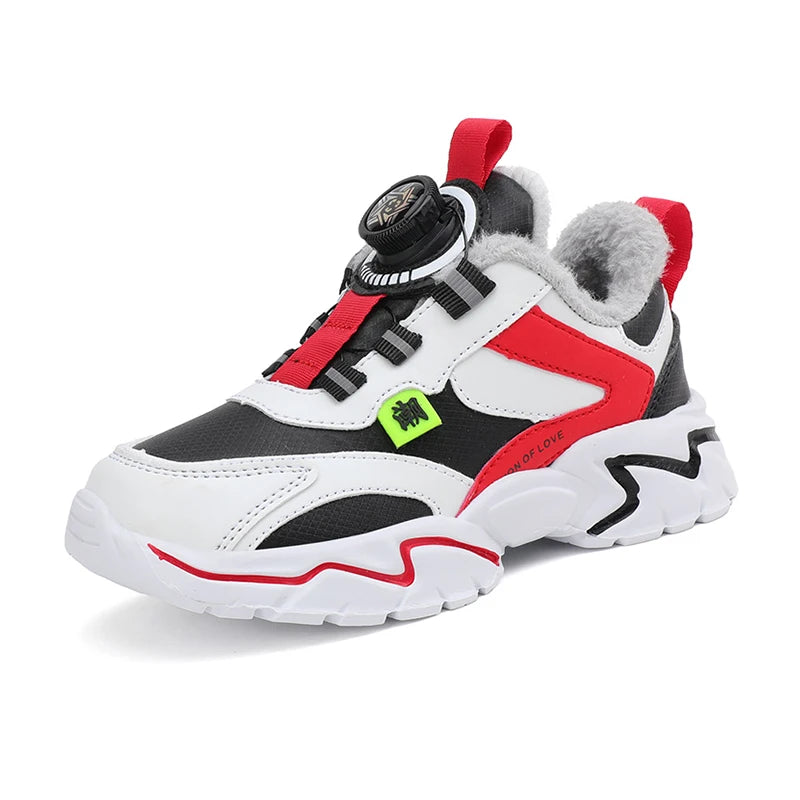 Winter 2024 Children Casual Sports Shoes Brand Kids Leather Fashion Sneakers Boys Girls Non-slip Warm Snow Boots