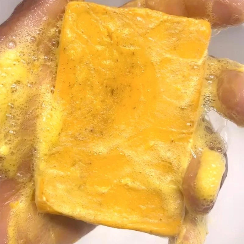 100g Turmeric Scrub Exfoliator Handmade Soap,Lemon Kojic Acid Brighten Moisturizing Shower Face Cleansing Soap,Body Skin Cleaner
