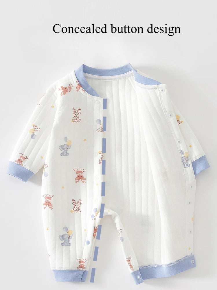 Baby Jumpsuit Clothes Winter Thickening 100% Cotton Boys Girls Cute Printed Bear Romper Infant Onesie Spring Trend 1-3-6-9-12M