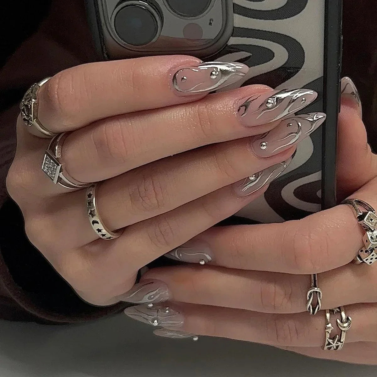 24Pcs Almond False Nails Cute Strawberries with French Design Simple White Wearable Fake Nails Decoration Press on Nail Tips Art