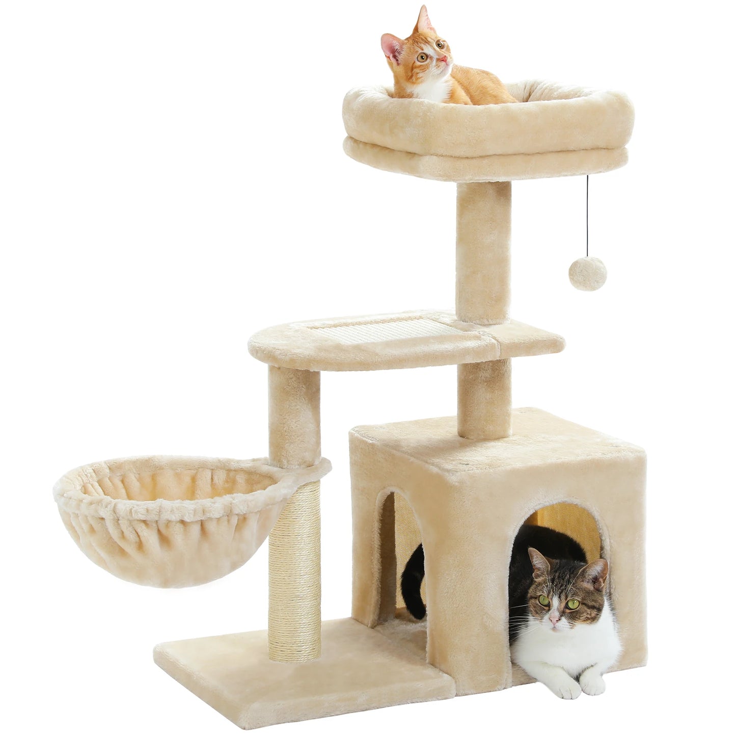 H80CM Small Cat Tree House Condo for Indoor Kitten Large Top Perch Natural Sisal Scratching Posts for Climbing Scratcher Board