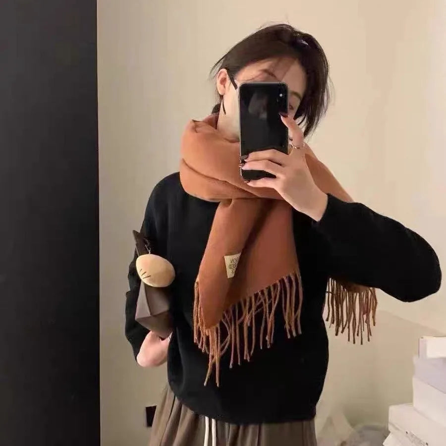 Ladies Scarf Women's Winter Scarves Black Scarf Warm Cashmere Red Black Scarf