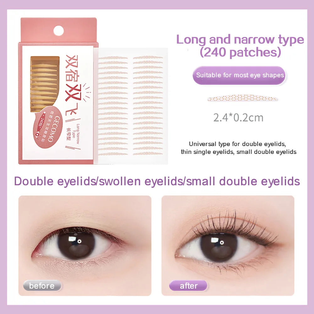 240 PCS Double Eyelid Stickers Natural Invisible And Long-lasting Shaping Big Eye Beauty Tapes For Single Eyelid Person