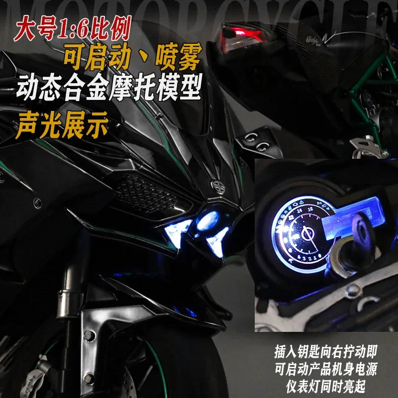 Spray1:6 Kawasaki Ninja H2R Alloy Metal Diecast Motorcycle Model Car Outdoor Sports Classic Sentiment Collect ornaments