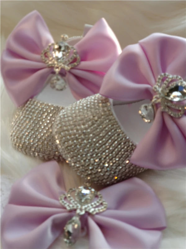 Dollbling Baby Girl Leopard Design Luxury Crown Jewelry Diamond Bling Ballerina Shoes First Communion Outfit Nursery Decoration