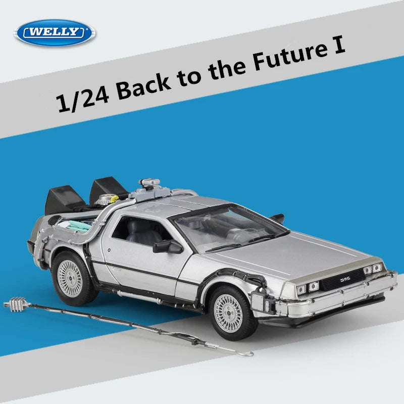 Welly 1:24 DMC-12 DeLorean Time Machine Back to the Future Car Model Diecast Metal Toy Car Model Simulation Collection Kids Gift