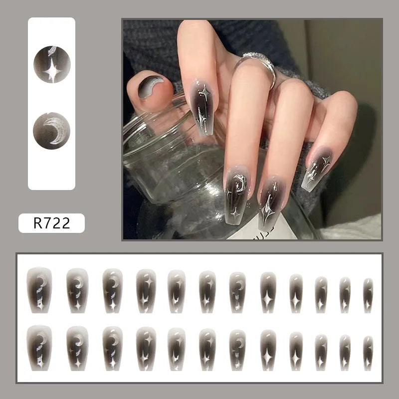Sweet Mountain Tea Wearable Pink Press On Fake Nails Tips With Glue false nails design Butterfly Lovely Girl false nails