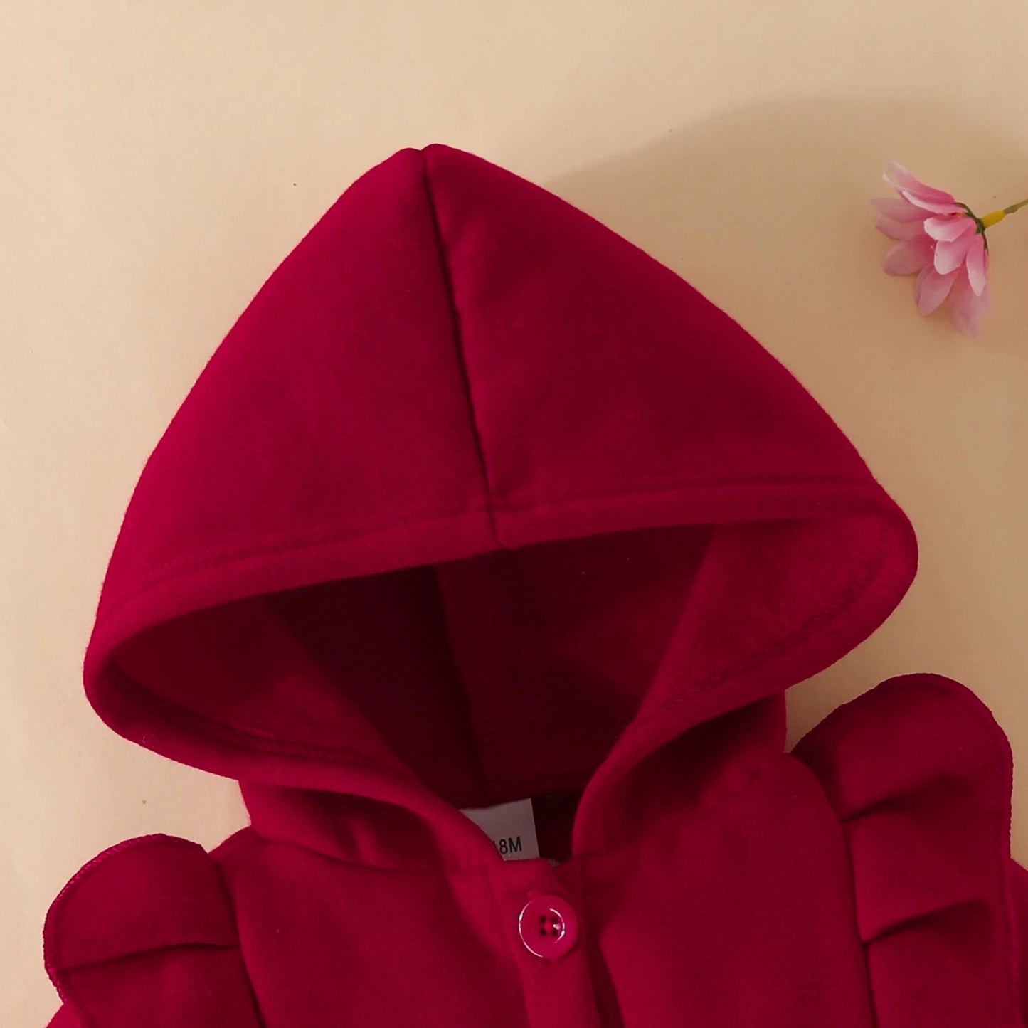Baby Girl Ruffled Long Sleeve Fleece Hooded Single Breasted CoatKids Clothes