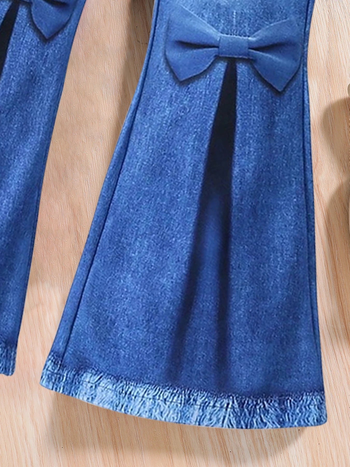 2-piece Spring/Fall Girls Fashion Casual Suit Purple round neck cartoon girl print puffy sleeve top + blue stretch slim pants