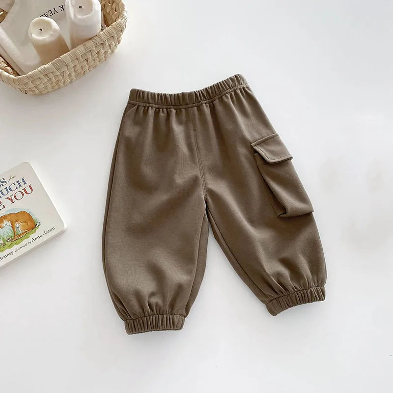 MILANCEL New Autumn Kids Trousers 0-5T Boys Solid Color Casual Harem Pants Children Baby Simplicity Cargo Pants
